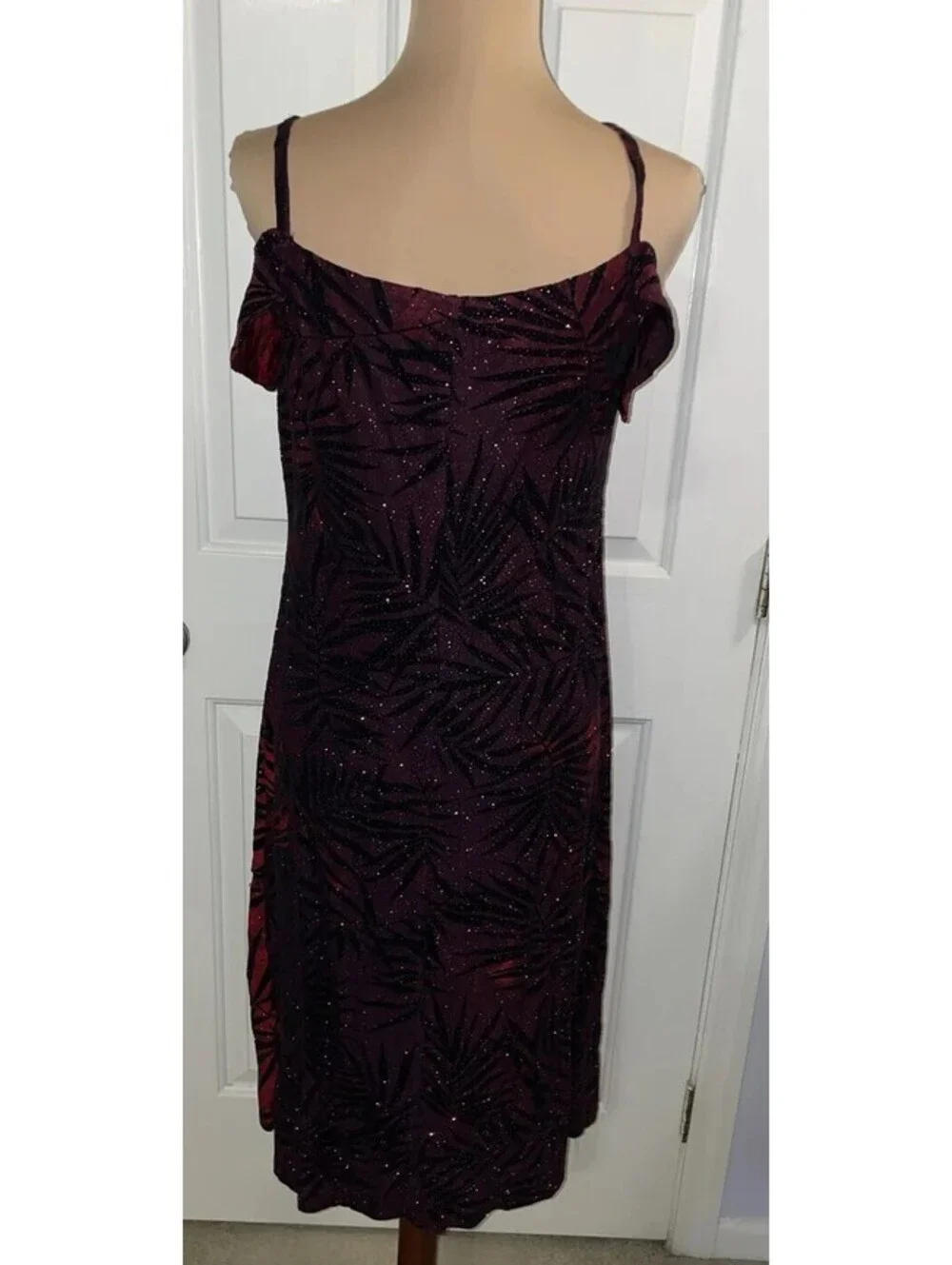 Vintage Rampage CDC Petites Ruched Bust Red & Black Dress Sparkle Size 10